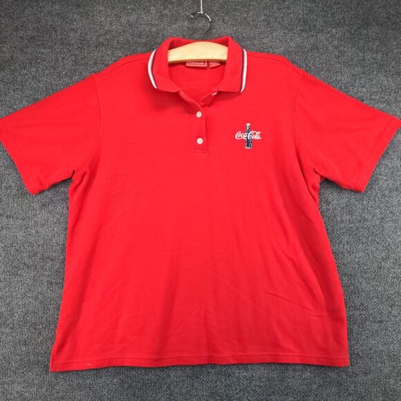Coca-Cola Mens Uniform Crew Polo Shirt Red Plus Size 26W/28W Short Sleeve - Picture 2 of 13